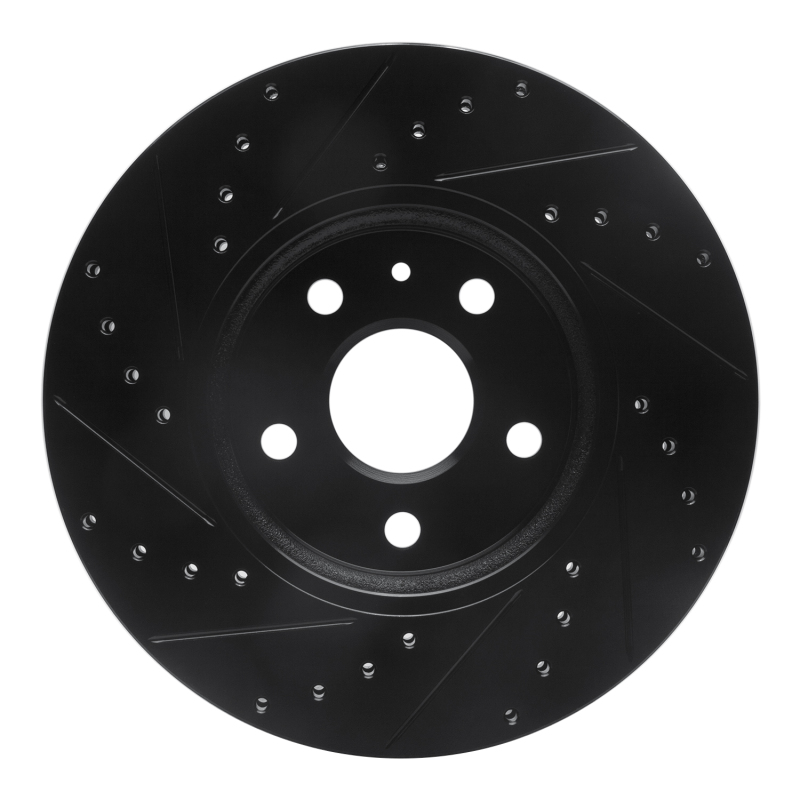 Cadillac CTS Brake Rotor (1) - Front Right - R1 Concepts - Drilled & Slotted - Black - `08-`14